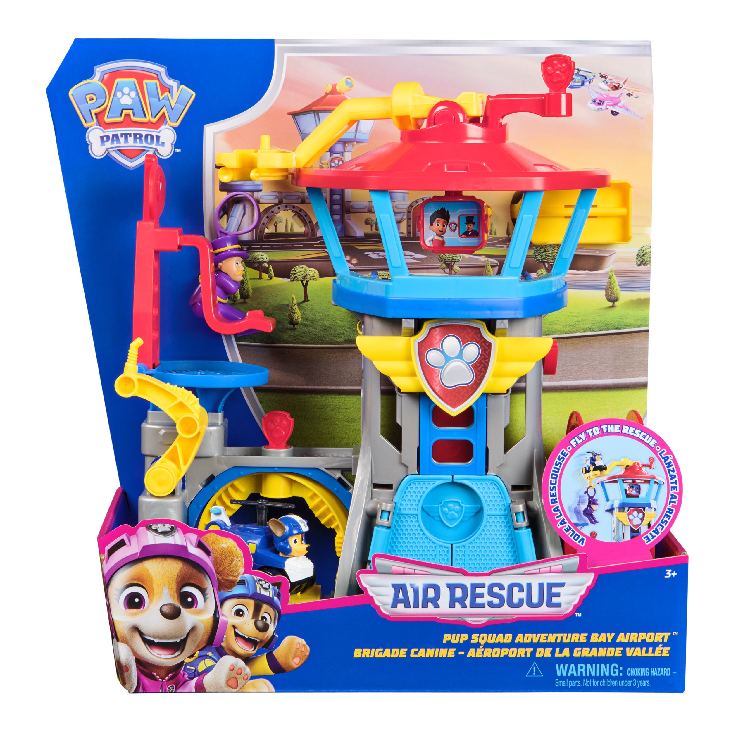 Paw Patrol: Air Rescue, Pup Squad Adventure Bay Airport Playset, With Chase Toy Car & Paw Patrol Vehicle Launcher
