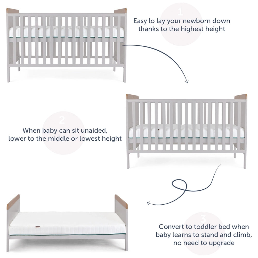 Baby Elegance Haddington Cot Bed With Changing Unit Stone