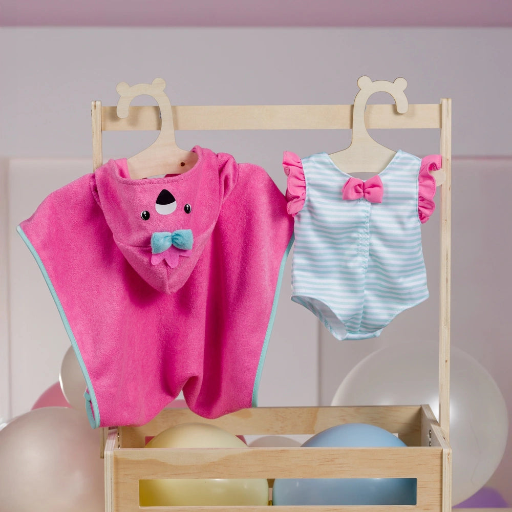 Ivy & Lily Baby Doll Flamingo Swimsuit And Towel Poncho Outfit 2 Pack