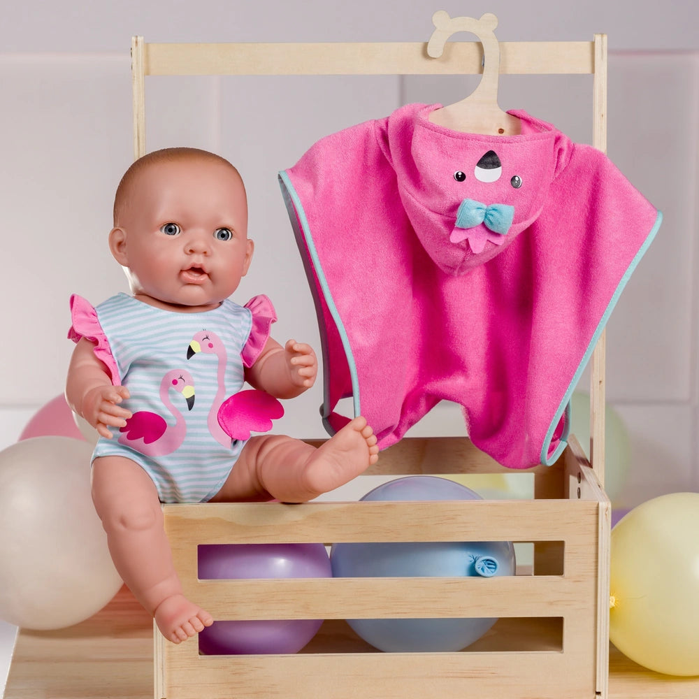 Ivy & Lily Baby Doll Flamingo Swimsuit And Towel Poncho Outfit 2 Pack