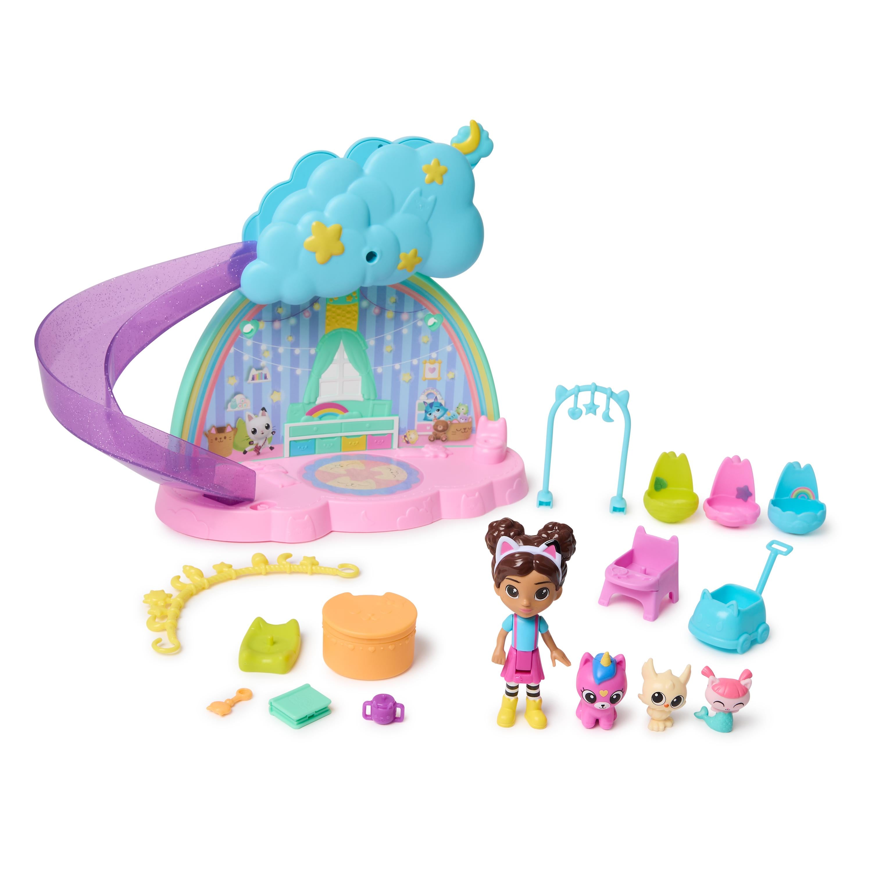 Gabby’s Dollhouse Kitty Care Ear Purrfect Playroom 17-Piece Playset