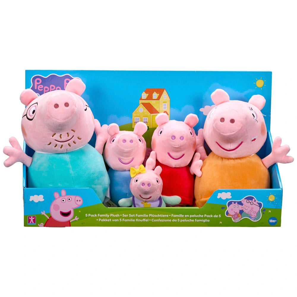 Peppa Pig 5 Pack Family Plush With Baby Evie