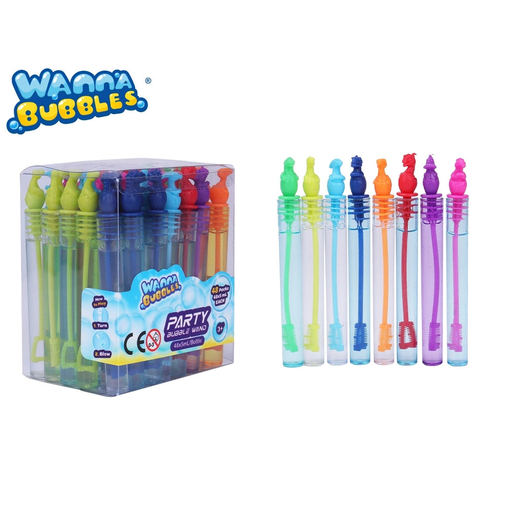 Wanna Bubbles Mini Party Bubble Wands 48 Pack Assortment