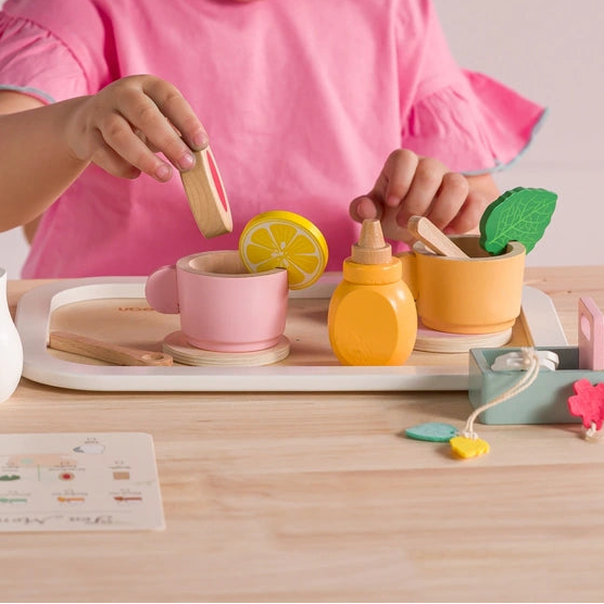 Kitchen Corner Wooden Tea Set With Tea Menu