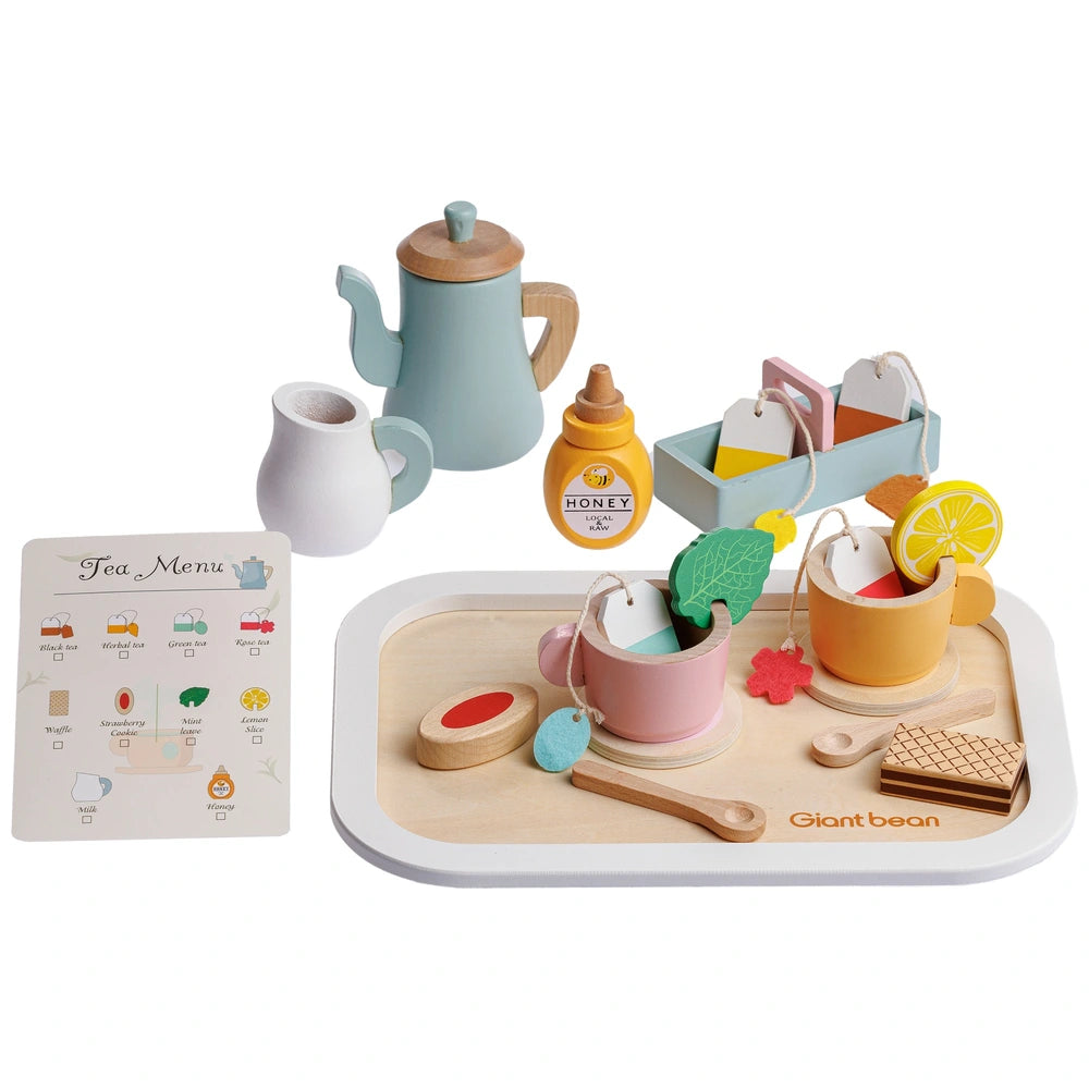 Kitchen Corner Wooden Tea Set With Tea Menu