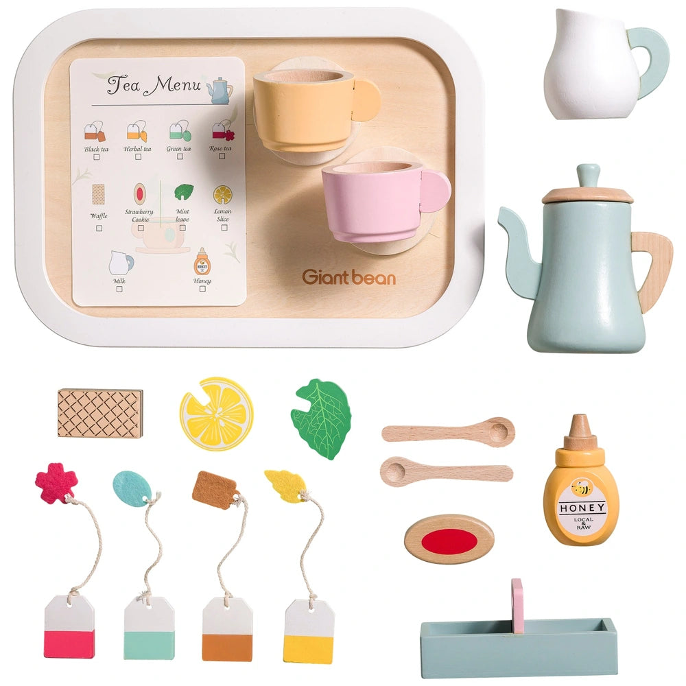 Kitchen Corner Wooden Tea Set With Tea Menu