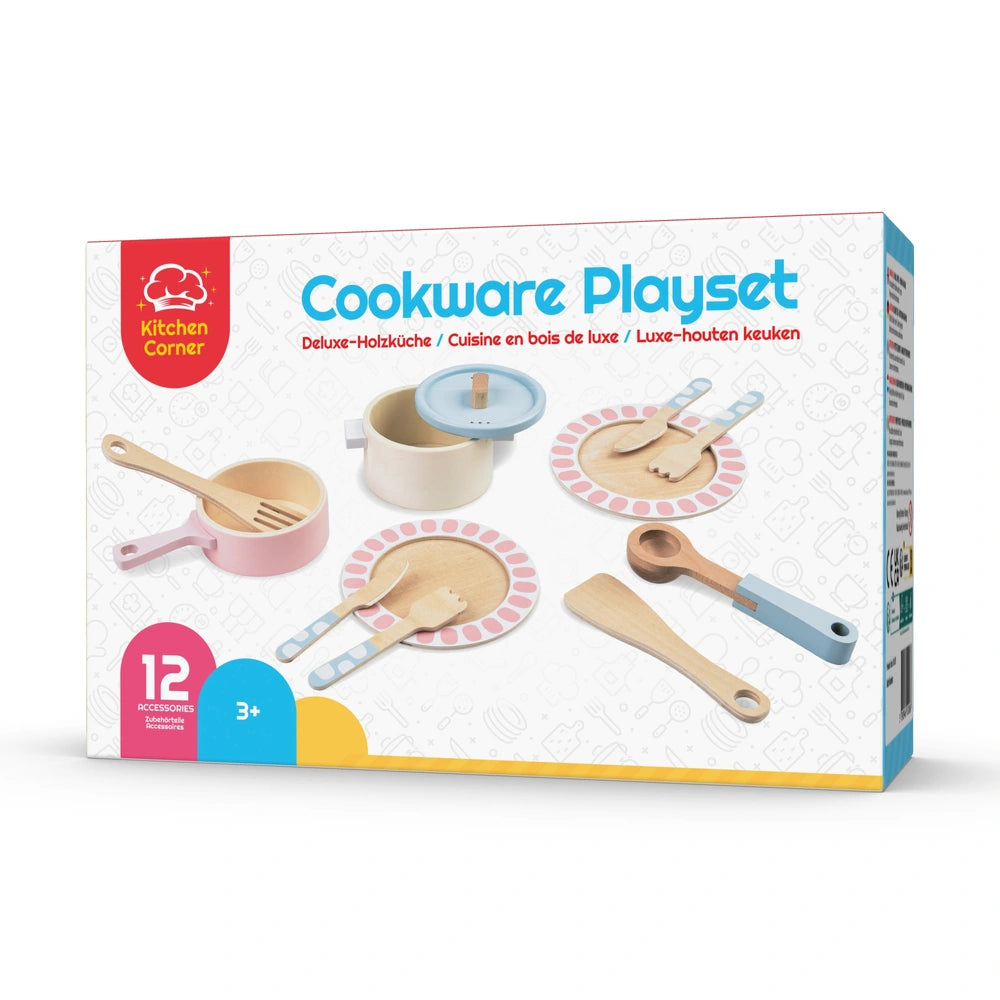Kitchen Corner Wooden Pastel Cookware 12 Piece Playset
