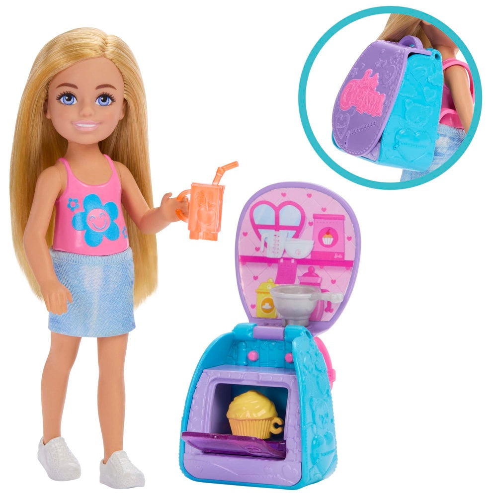 Barbie Chelsea Doll Family & Friends Cupcake Baking Backpack Playset