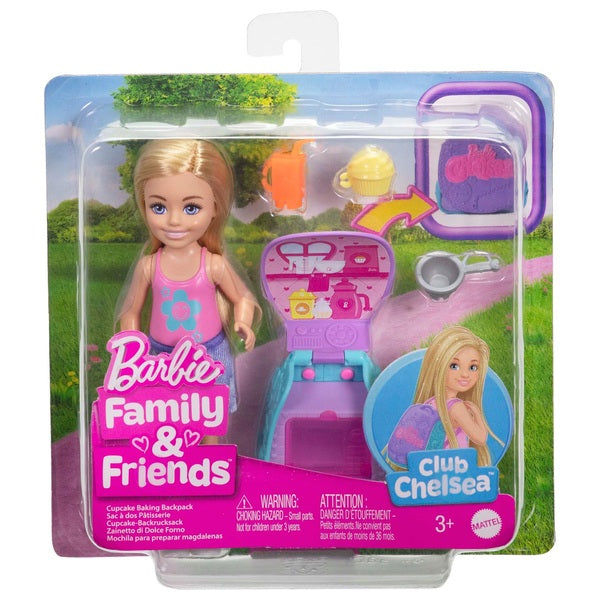 Barbie Chelsea Doll Family & Friends Cupcake Baking Backpack Playset
