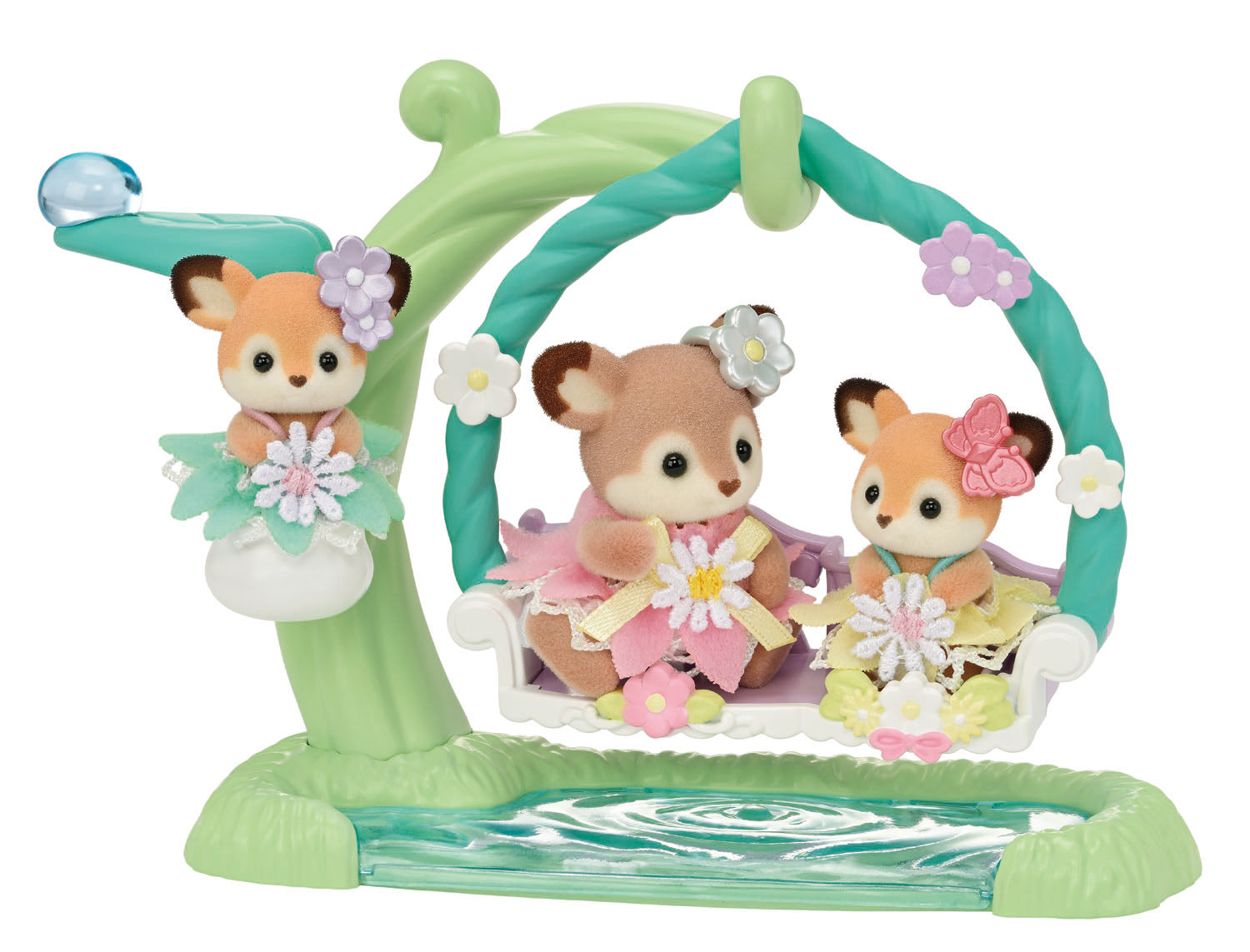 Sylvanian Families Deer Babies Floral Swing Set