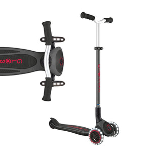 Globber Pro Lights Folding 3 Wheel Scooter With Led Wheels Black