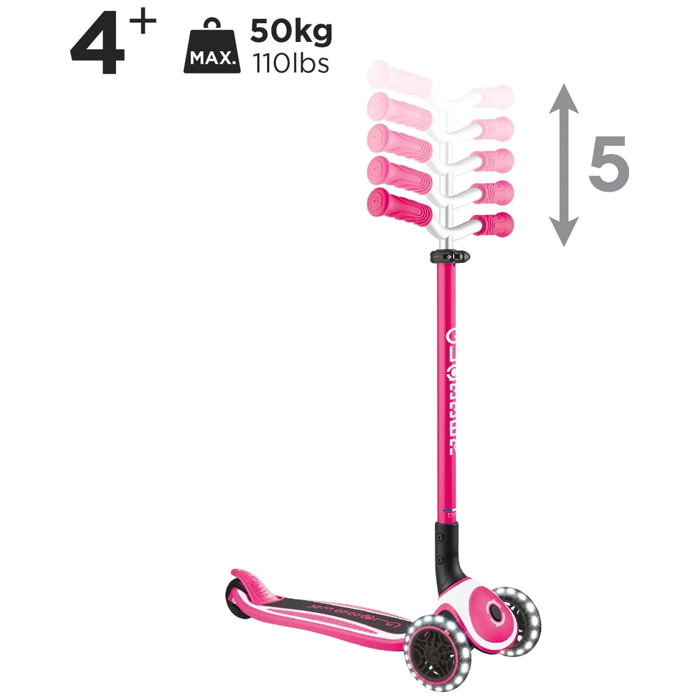 Globber Pro Lights Folding Scooter Pink