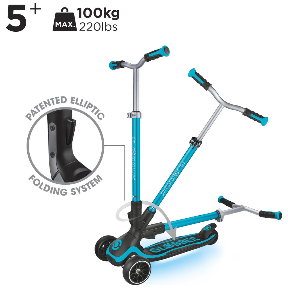 Globber Ultimum Lights Folding Scooter Aqua