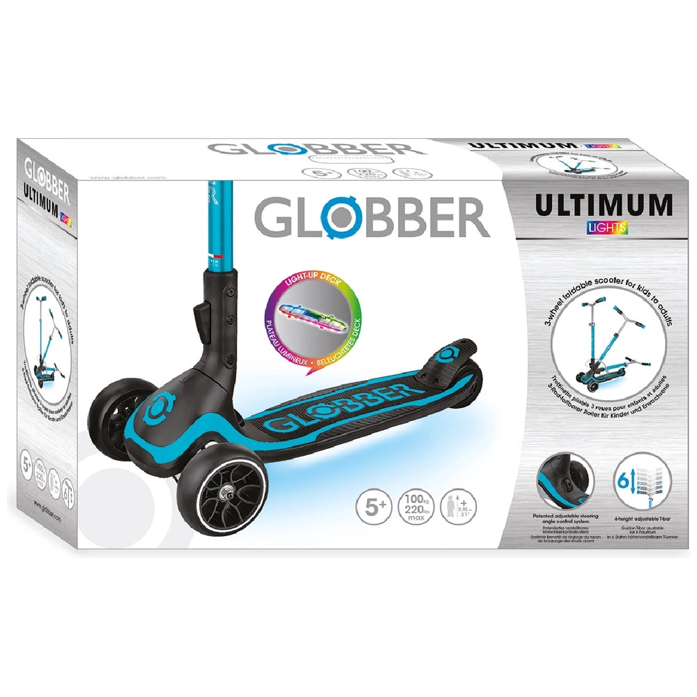 Globber Ultimum Lights Folding Scooter Aqua