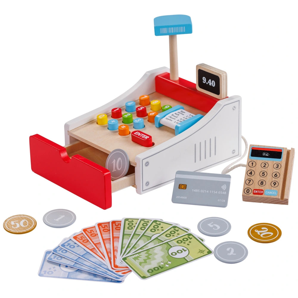 Kitchen Corner Wooden Cash Register With Accessories