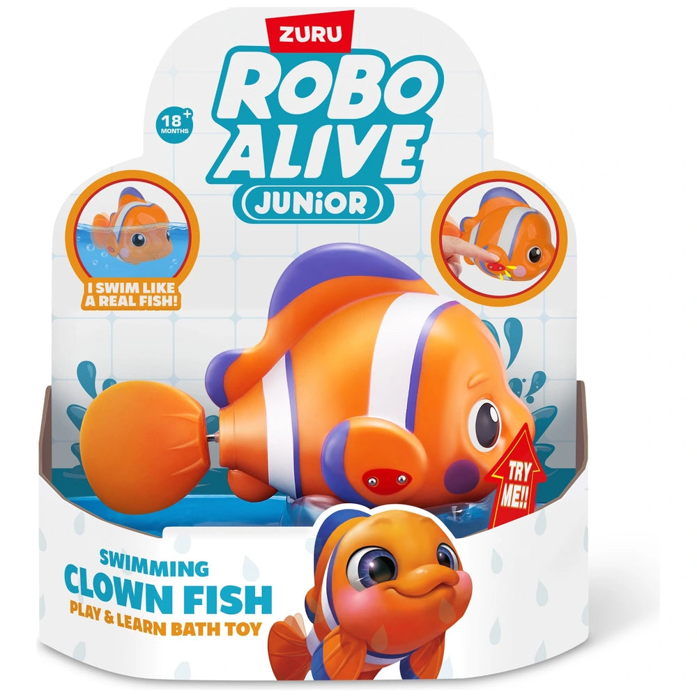 Robo Alive By Zuru Swimming Clown Fish Bath Toy