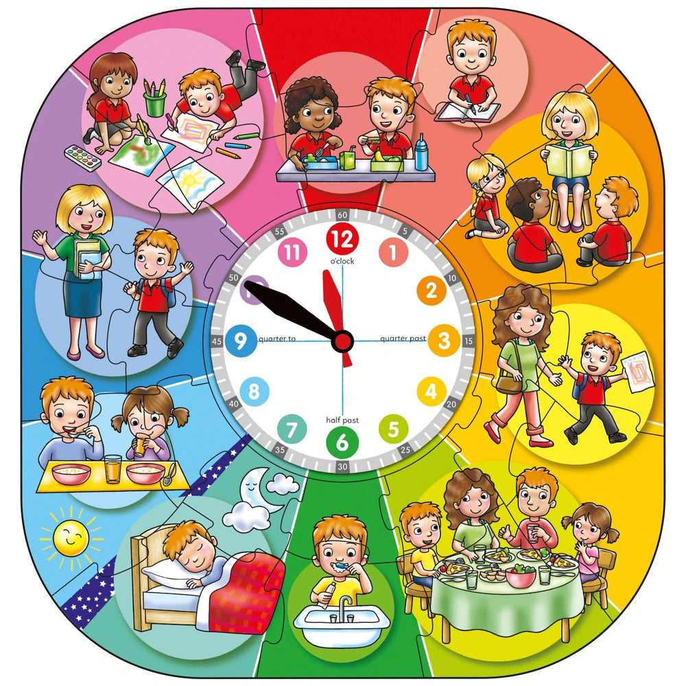 Orchard Toys Educational Game Tell The Time Jigsaw Puzzle & Clock Set