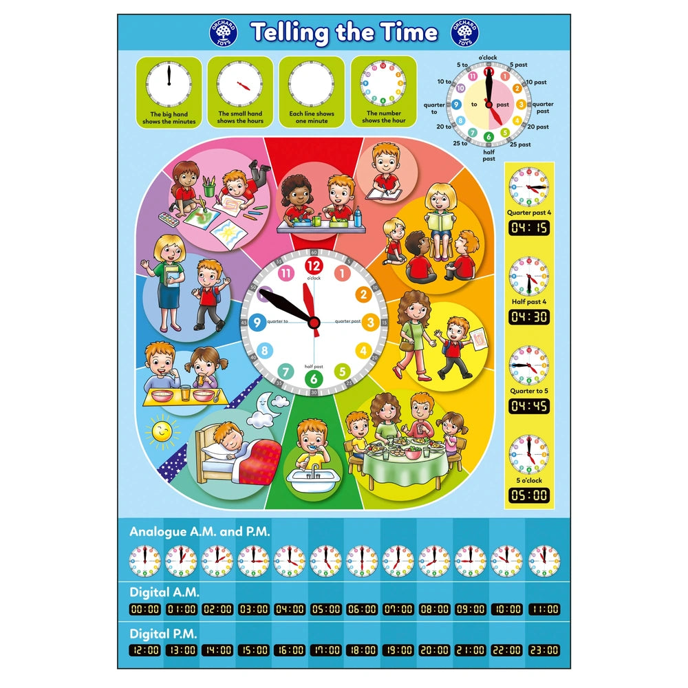 Orchard Toys Educational Game Tell The Time Jigsaw Puzzle & Clock Set