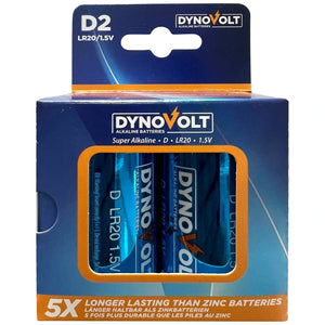 Dynovolt D Alkaline Batteries 2 Pack