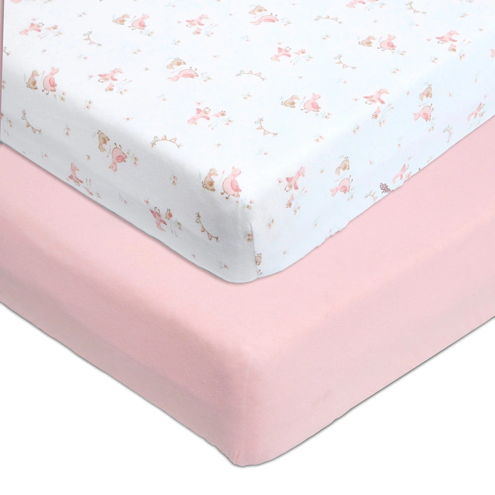 Baby Elegance Cot Bed 2 Piece Fitted Sheets Set Little Ducks 140 X 70Cm
