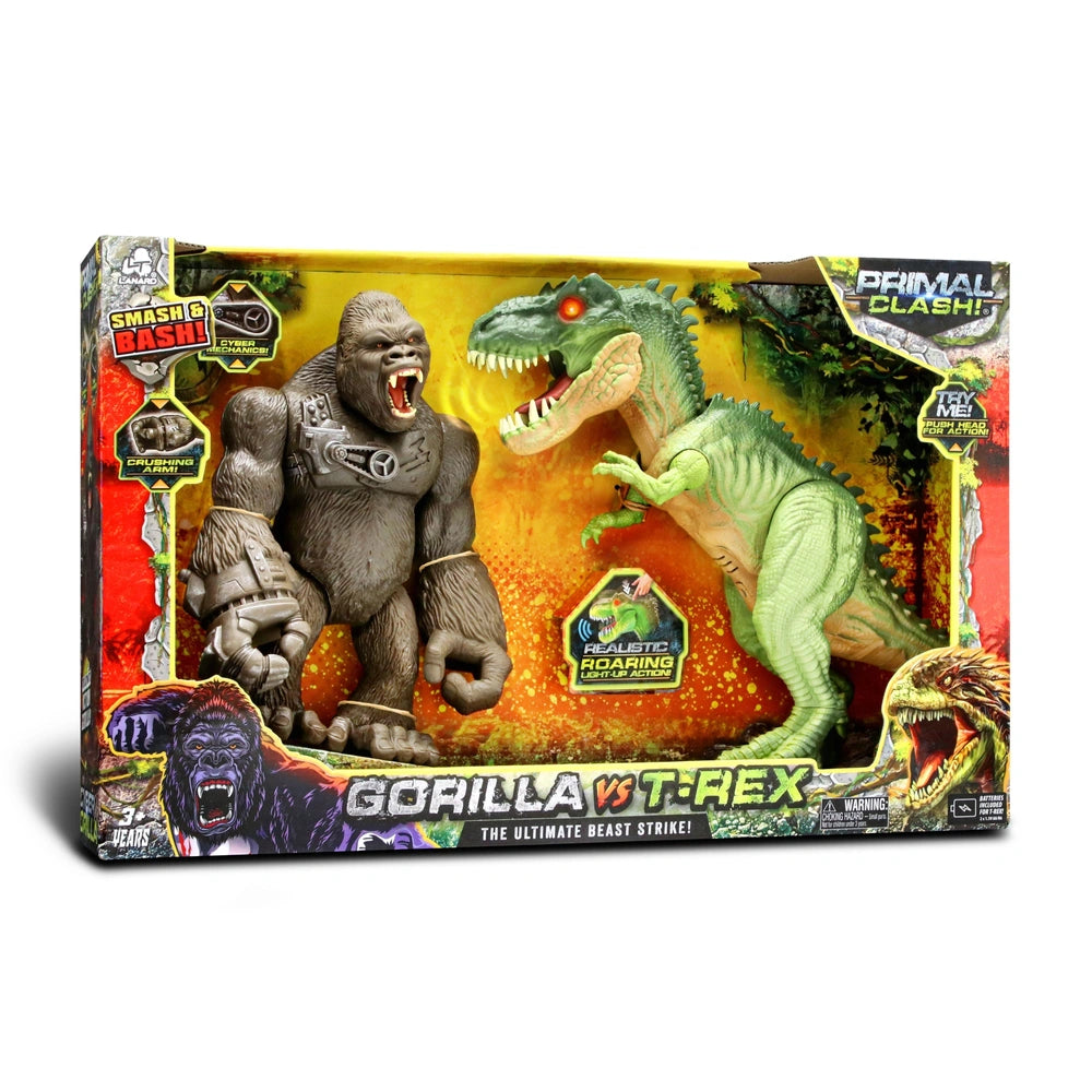 Primal Clash Action Figures Gorilla Vs T-Rex 2 Pack