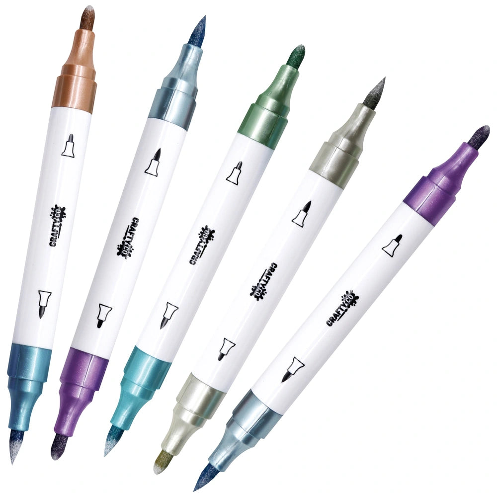 Crafty Co. Dual Tip Metallic Acrylic Markers With Storage Case Set 24 Piece