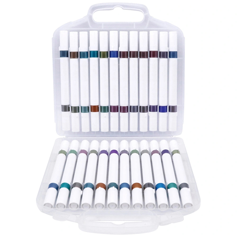 Crafty Co. Dual Tip Metallic Acrylic Markers With Storage Case Set 24 Piece