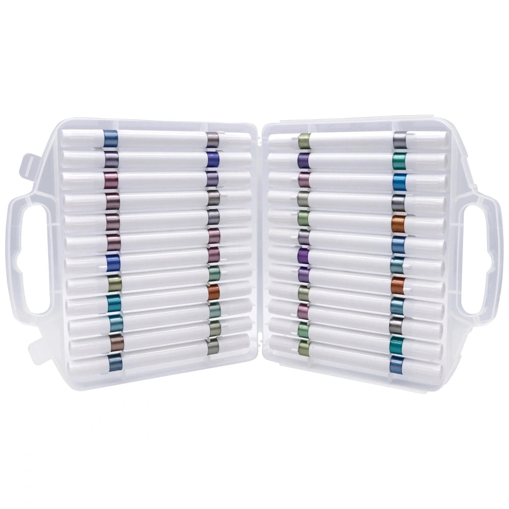 Crafty Co. Dual Tip Metallic Acrylic Markers With Storage Case Set 24 Piece