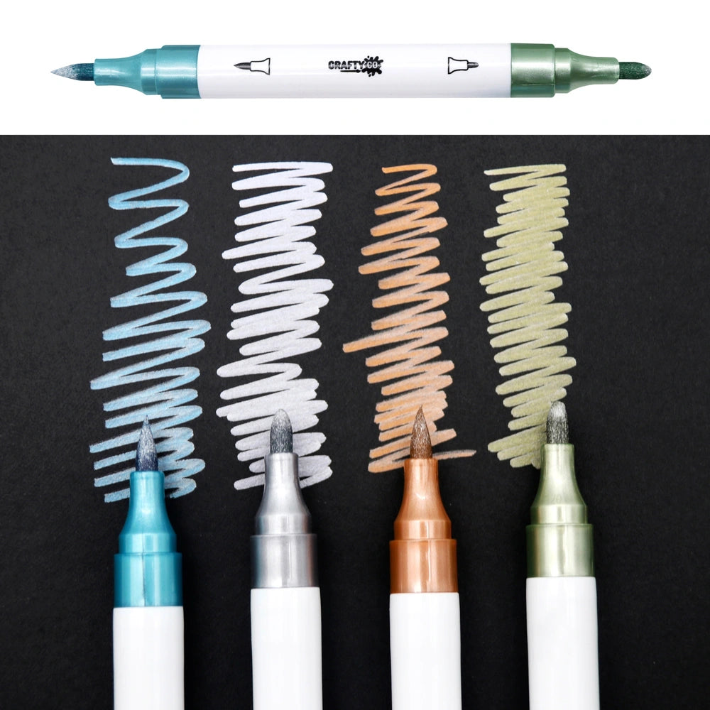 Crafty Co. Dual Tip Metallic Acrylic Markers With Storage Case Set 24 Piece