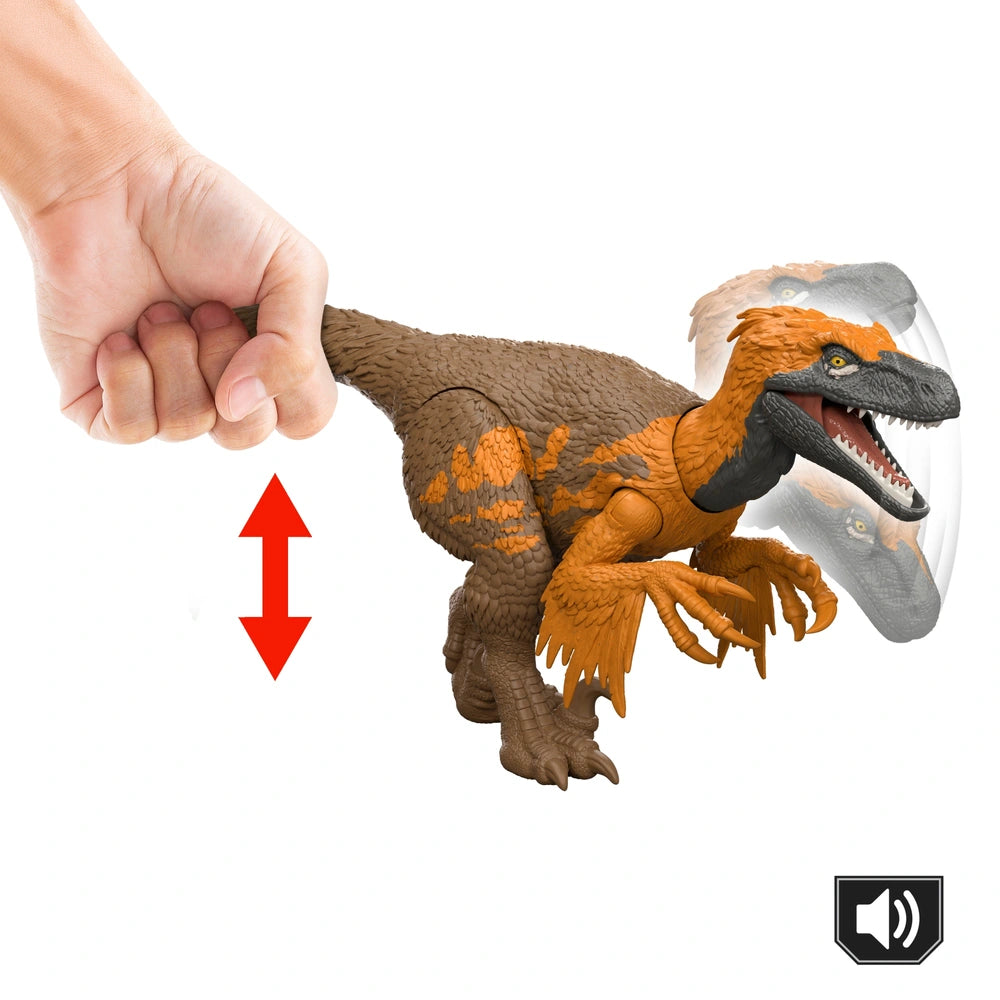 Jurassic World Rebirth Wild Roar Dinosaur Action Figure Utahraptor