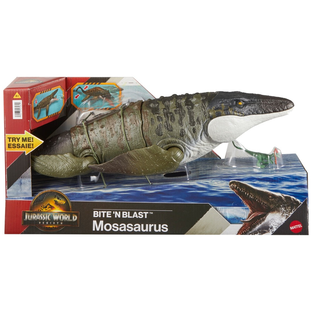 Jurassic World Rebirth Bite 'N Blast Dinosaur Action Figure Mosasaurus