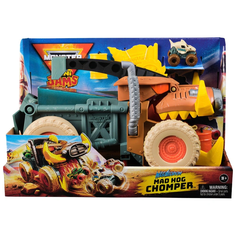 Monster Jam Monster Trucks Mini Jams Playset Megalodon Mad Hog Chomper