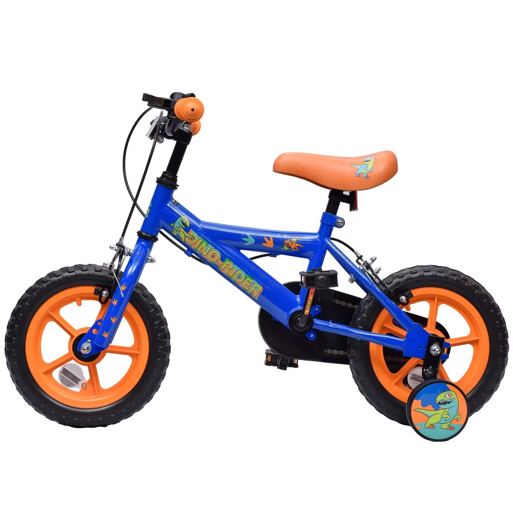 12 Inch Dinosaur Rider Bike Blue & Orange