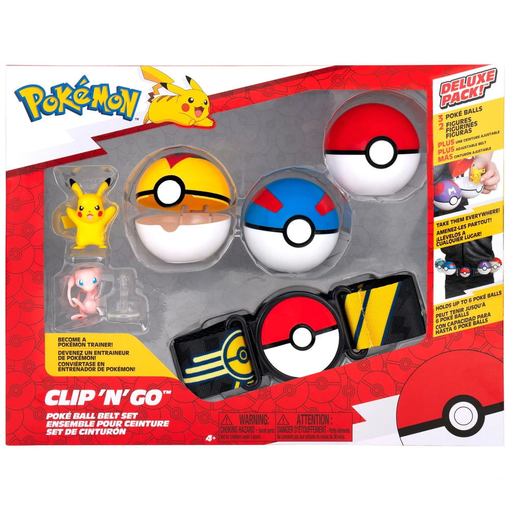 Pokémon Clip N' Go Poké Ball Belt Set With Mew And Pikachu Battle Figures