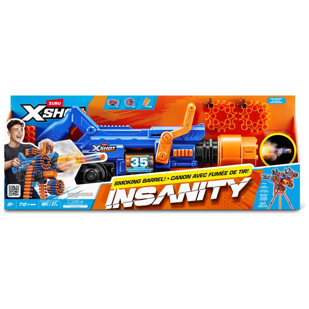 Xshot By Zuru Insanity Smoking Barrel Blaster With 72 Darts
