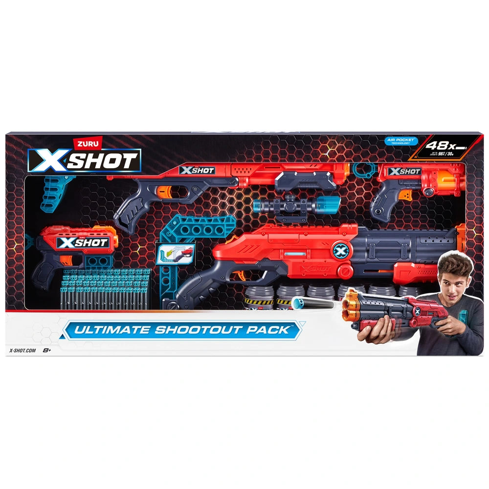 Xshot By Zuru Excel Ultimate Shootout Blaster 4 Pack With 48 Darts