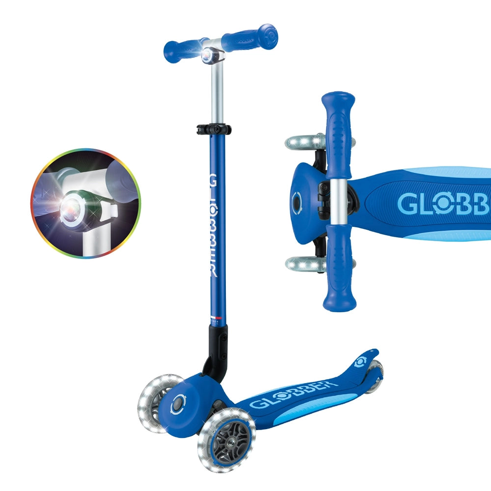 Globber Primo Plus Lights Folding Scooter Blue