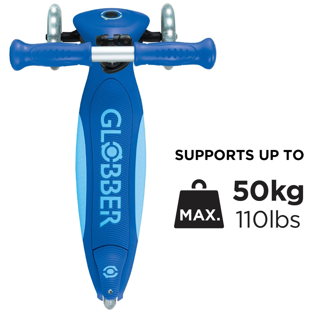 Globber Primo Plus Lights Folding Scooter Blue