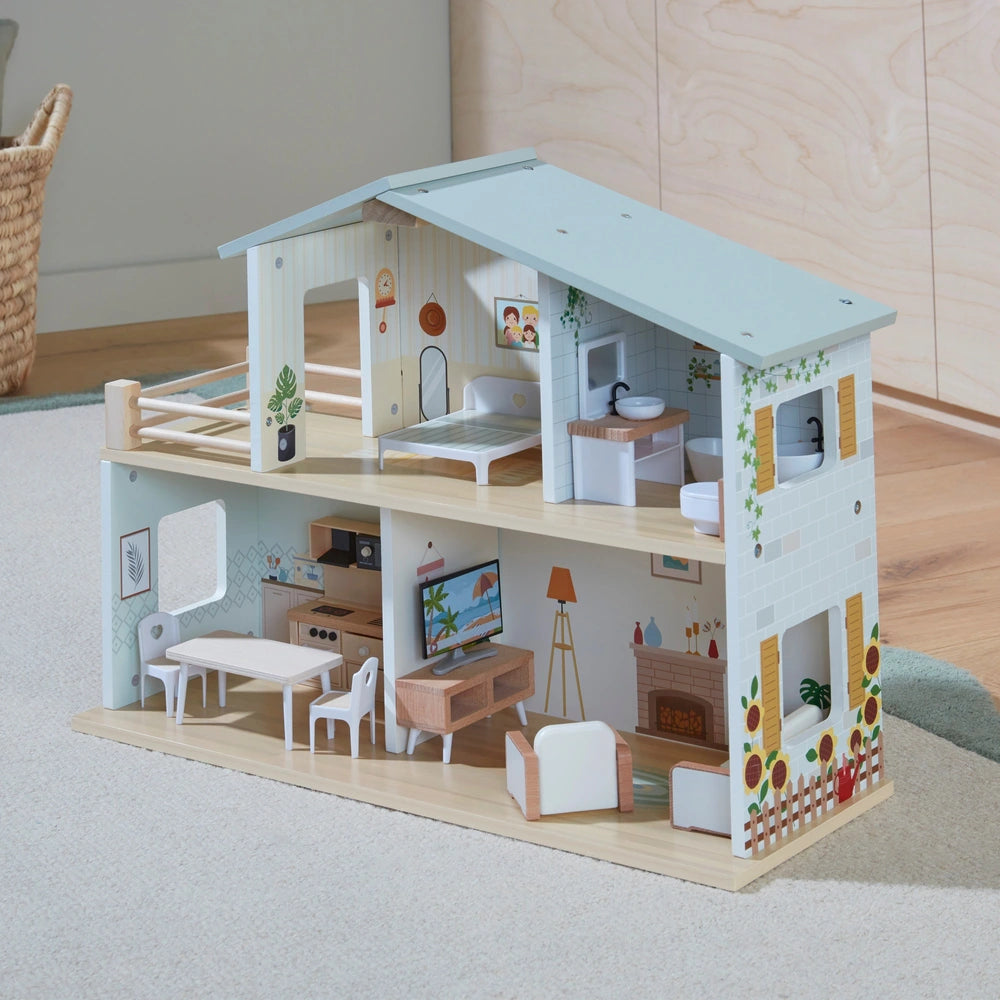 Mia's Modern Wooden Doll House Including Furniture