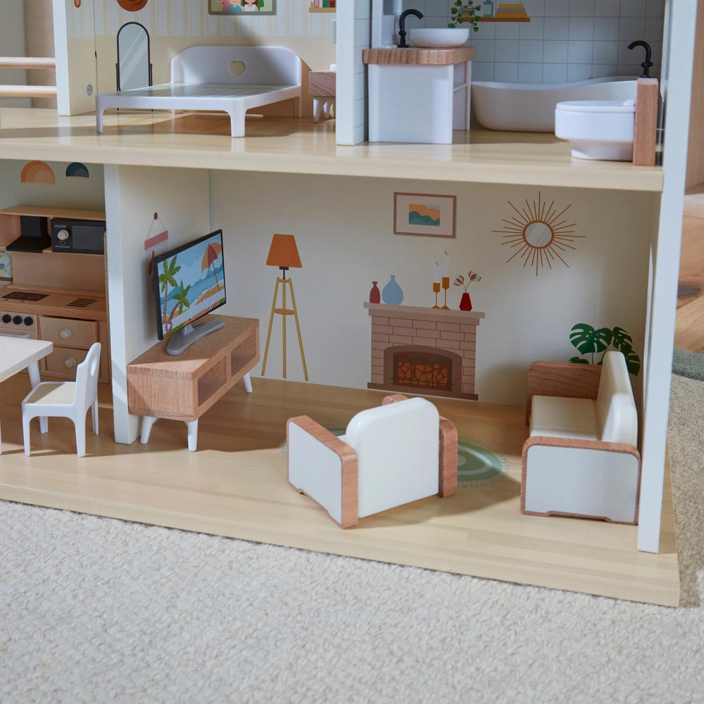Mia's Modern Wooden Doll House Including Furniture