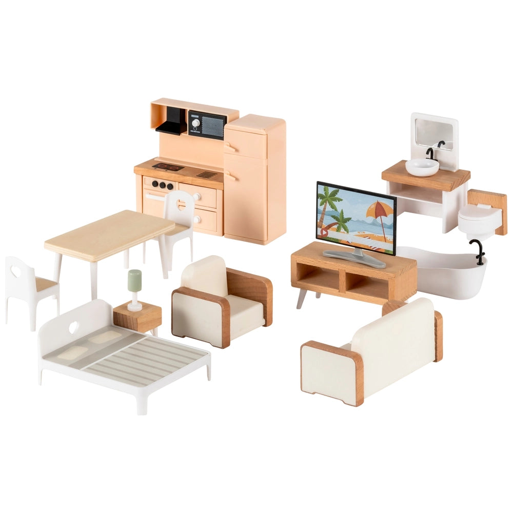 Mia's Modern Wooden Doll House Including Furniture