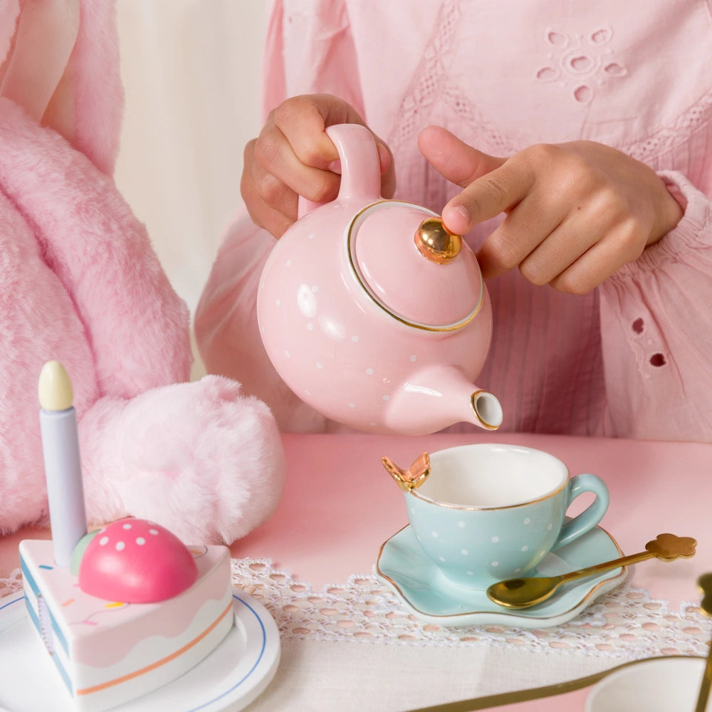 Deluxe Polka-Dots And Butterflies Porcelain Tea Set