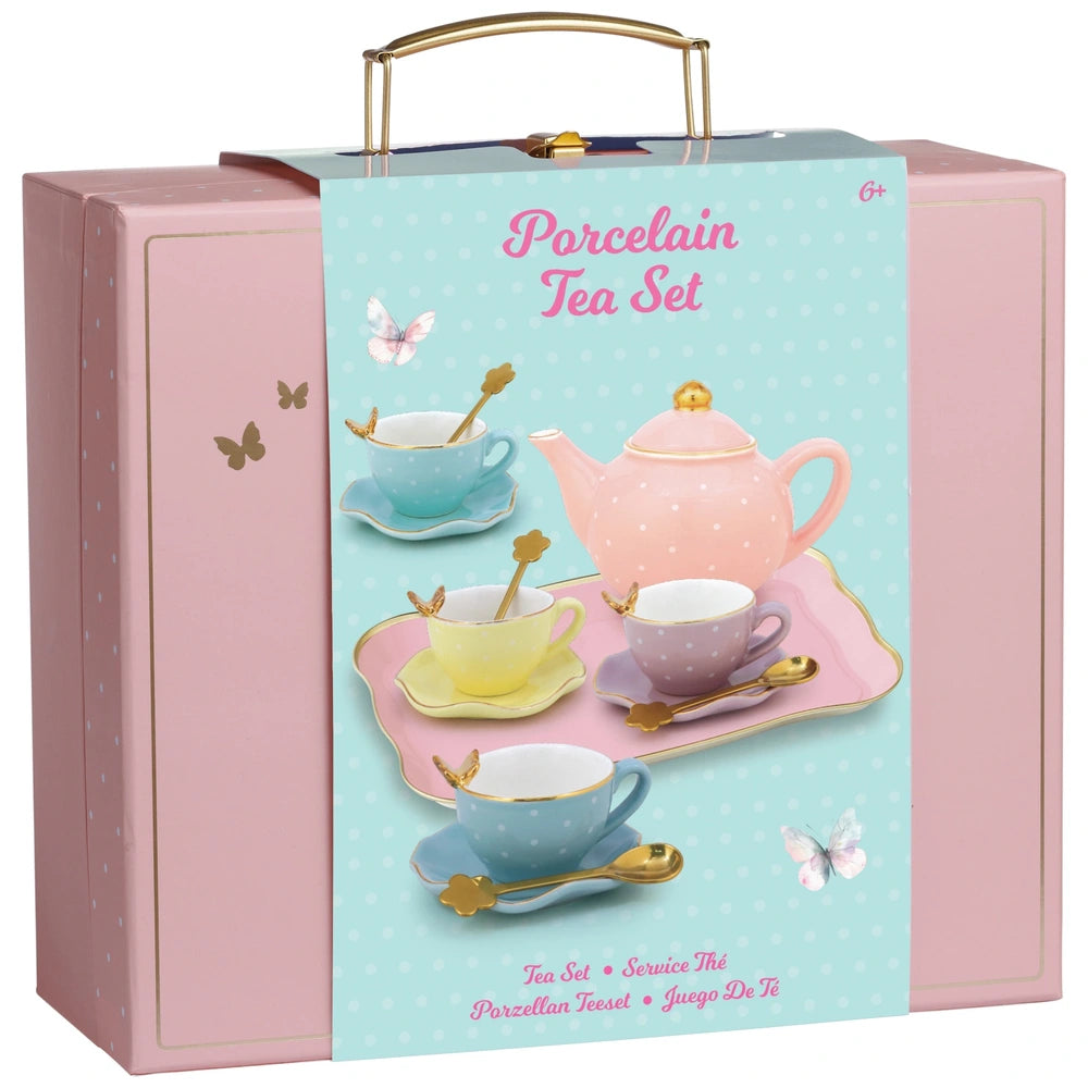 Deluxe Polka-Dots And Butterflies Porcelain Tea Set
