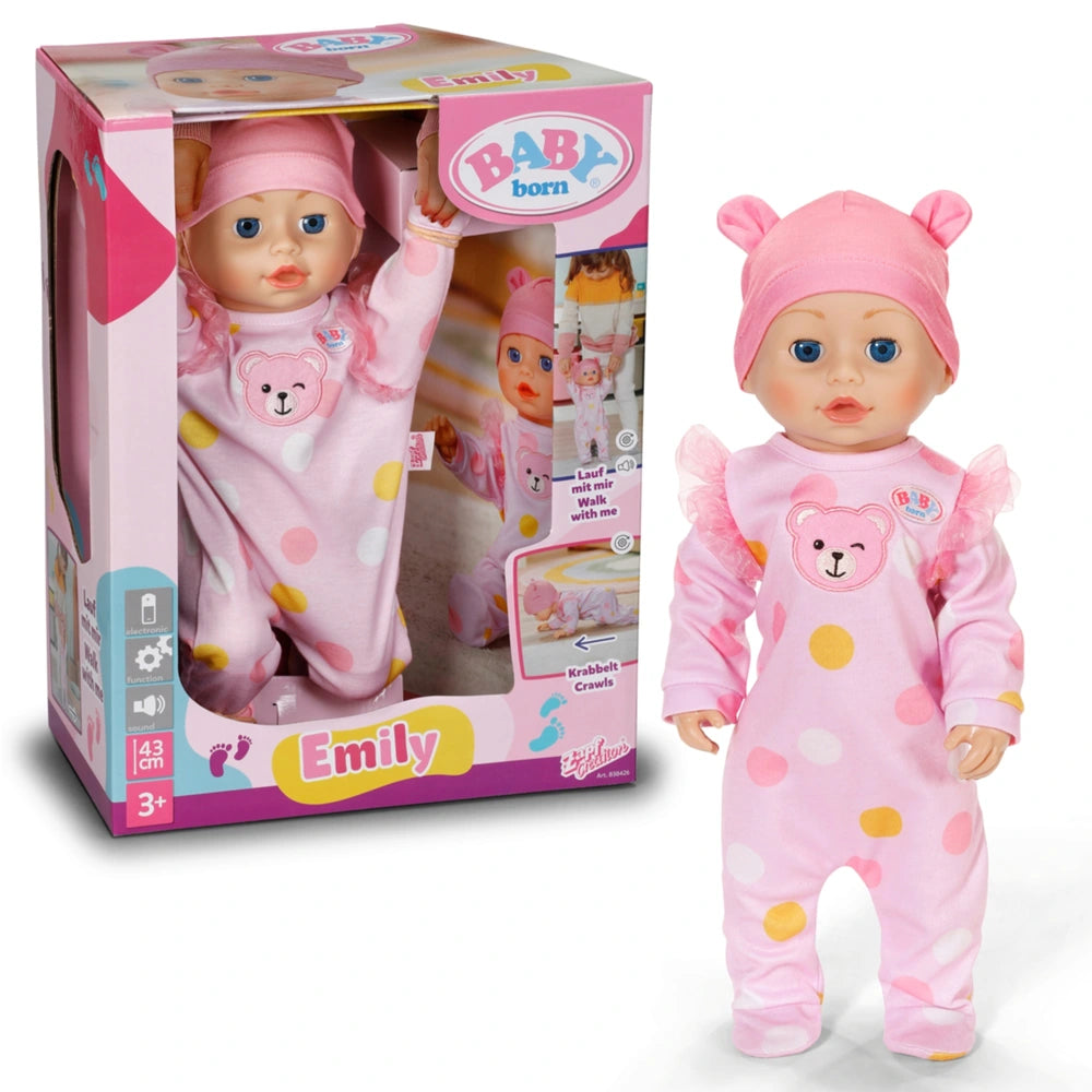 Baby Born Emily Walk With Me Doll 43Cm