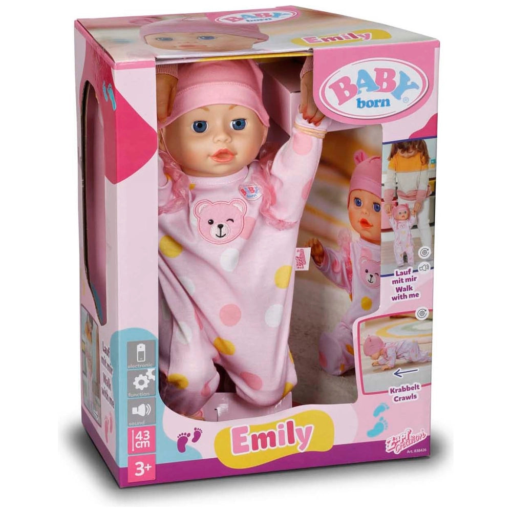 Baby Born Emily Walk With Me Doll 43Cm