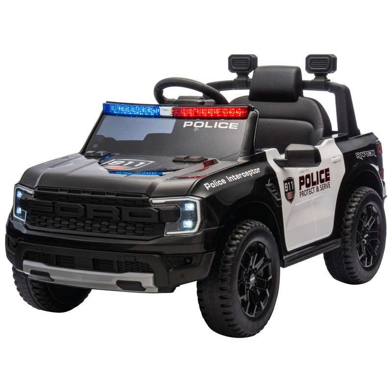 Police Strikeforce Raptor Ranger Blue Ford Ranger Raptor Police Truck 10.8V Lithium Electric Ride On With Re