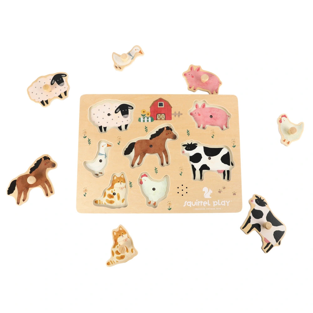 Squirrel Play Wooden Farm Animals Sound Puzzle