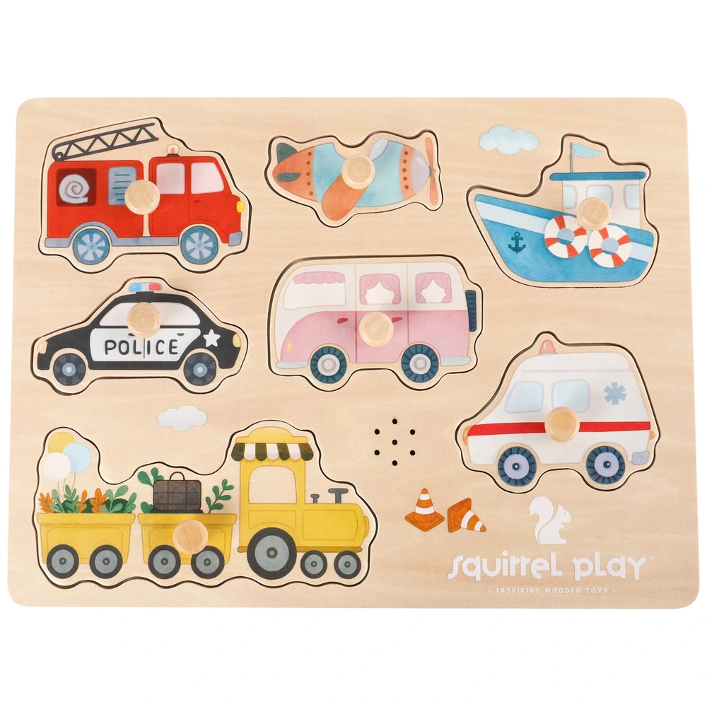 Squirrel Play Wooden Vehicles Sound Puzzle