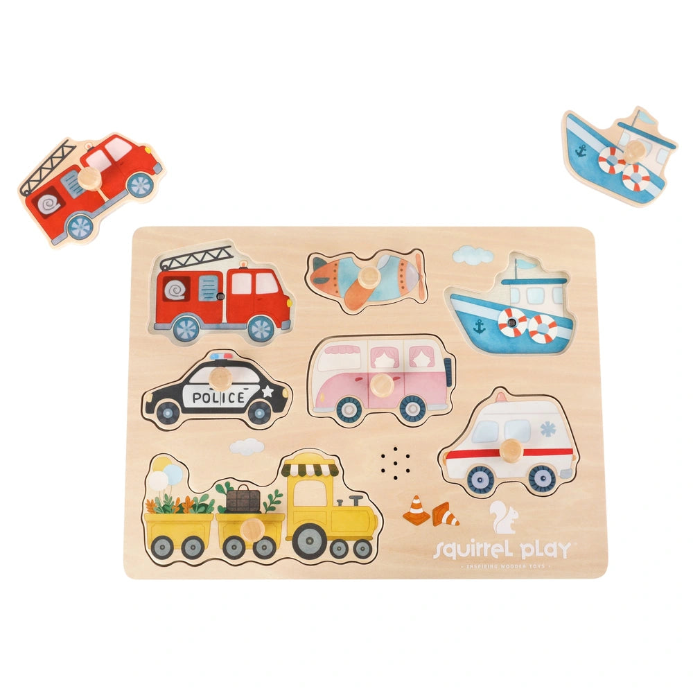 Squirrel Play Wooden Vehicles Sound Puzzle