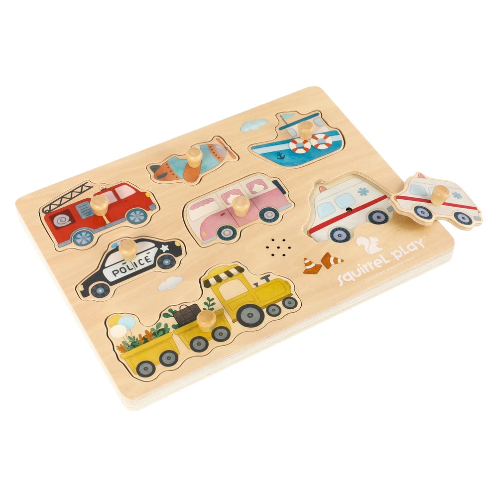 Squirrel Play Wooden Vehicles Sound Puzzle